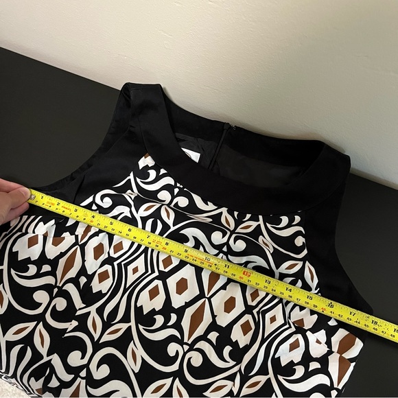 Talbots Stretch Sleeveless Patterned Dress - Black White Brown - Picture 9 of 12